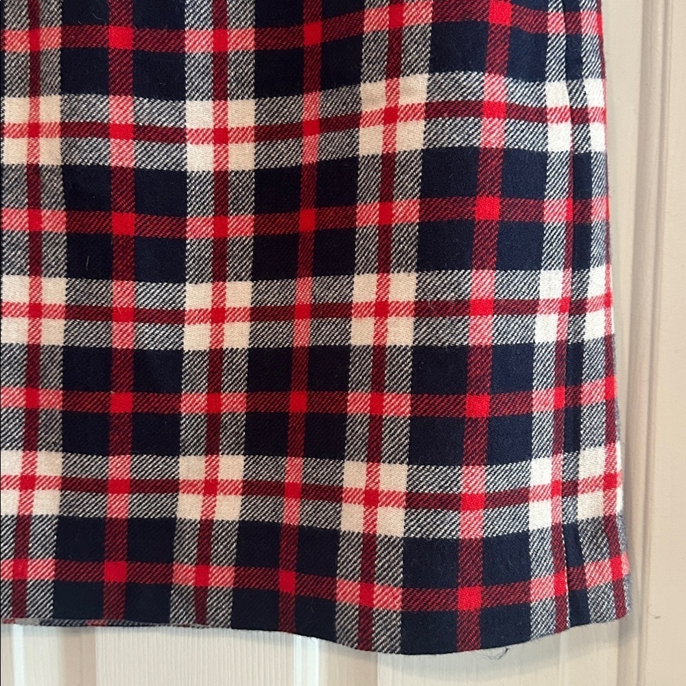 Talbots wool blend red white and blue plaid skirt 4P - Picture 2 of 5